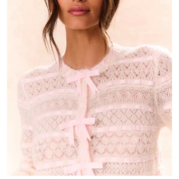 LoveShackFancy Pink Lace Sweater - Picture 3 of 7